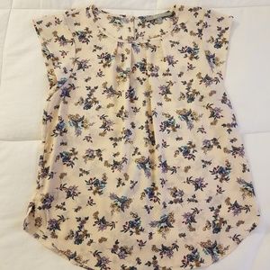 Cream floral print blouse